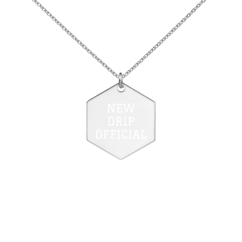 New Drip Official - Engraved Silver Color Hexagon Necklace